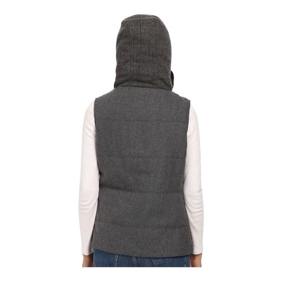 Prana Ava Womens Vest Gray Herringbone Wool Sherpa Hood Full Front Zipper MEDIUM - Picture 12 of 14